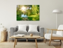 Sunny clearing with lake- Framed Canvas 