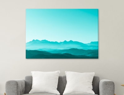 Minimal light blue scenery - Framed Canvas