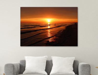 Dramatic Sunset at the Beach- Framed Canvas