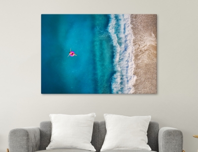 Turquoise Beach Aerial Photo - Framed Canvas