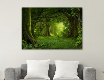 Magical Green Forest- Framed Canvas
