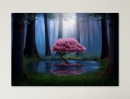  Pink tree in Forest - Framed Canvas 