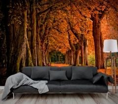 Autumn Path - Printed Wallpaper with vivid colors