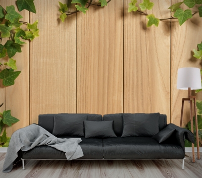Wood and Plant - Printed Wallpaper with vivid colors