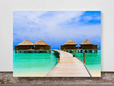 Tropic Beach in Maldives - Framed Canvas