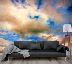 Ταπετσαρία Ουρανός με σύννεφα με ζωντανά χρώματα
